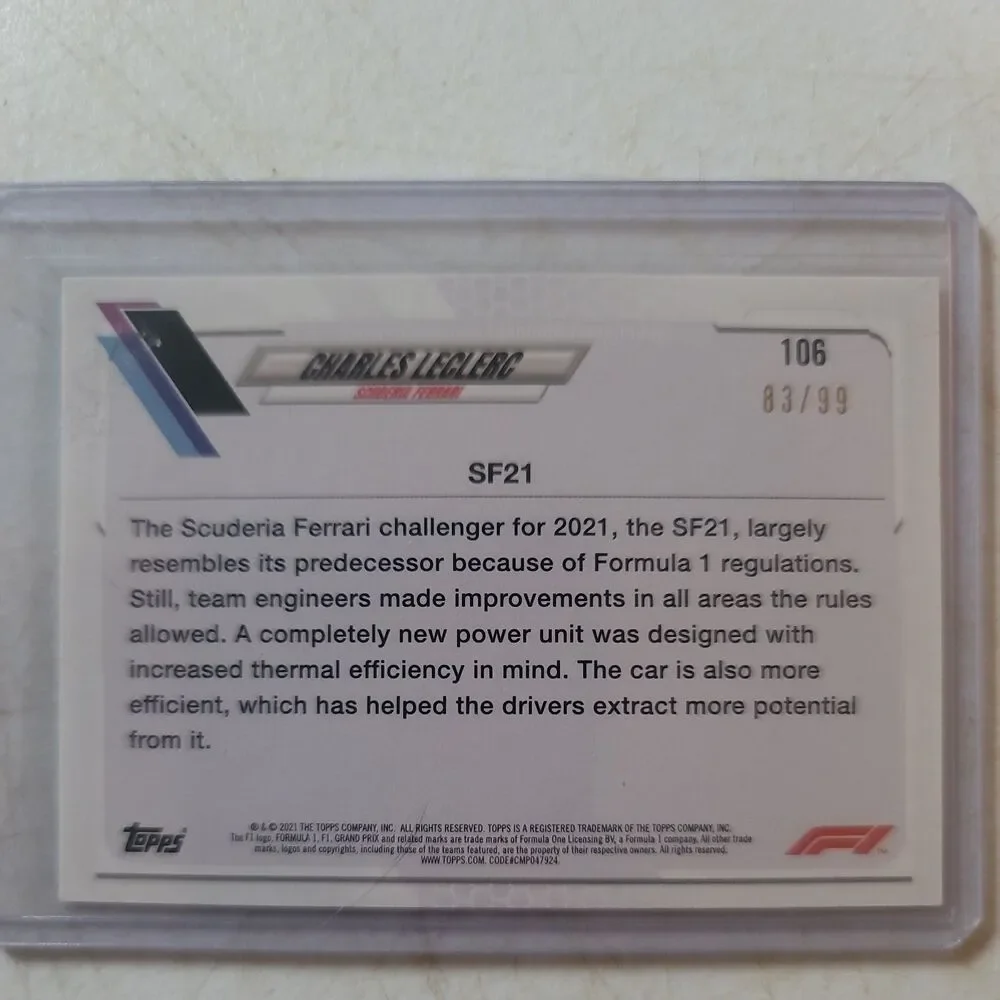 2021 Topps Formula 1 - F1 Cars Charles Leclerc #106 Blue /99